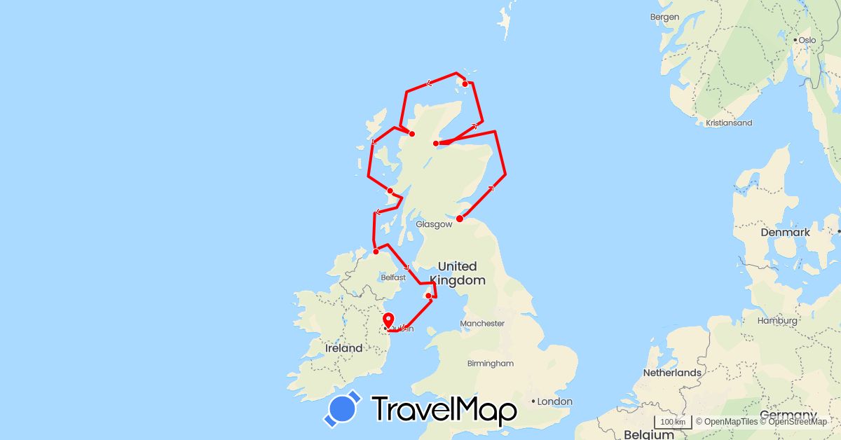 TravelMap itinerary: driving, boat in United Kingdom, Ireland, Isle of Man (Europe)